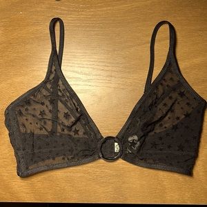 Intimately Free People Black Stars Mesh Bralette XS Stars Peek a Boo